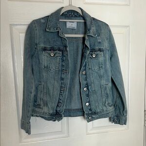 Old Navy Distressed Blue Jean Jacket Cropped Classic